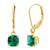 颜色: created emerald, MaxColor | Solid 10K Yellow Gold Cushion Cut Dangle Gemstone Leverback Earrings