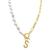 ADORNIA | 14k Gold-Plated Paperclip Chain & Mother-of-Pearl Initial F 17" Pendant Necklace, 颜色Letter S