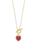 颜色: RED, Chloe & Madison | 14K Goldplated Sterling Silver & Cubic Zirconia Heart Toggle Pendant Necklace