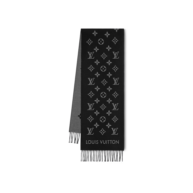 Louis Vuitton | 【现货】LV路易威登 23新款 MNG系列 男士羊毛老花图案围巾M79225（两色）, 颜色黑色