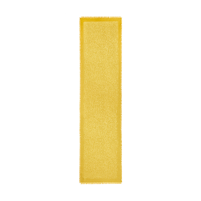 Loewe | 罗意威23新款 男女通用丝绸羊毛字母提花围巾（三色可选）, 颜色黄色