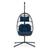 颜色: blue, Simplie Fun | outdoor patio Wicker Hanging Chair Swing Chair Patio Egg Chair UV Resistant Blue cushion
