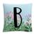color B, Baldwin | ABC Pink Floral Garden Letter Illustration Decorative Pillow, 16" x 16"