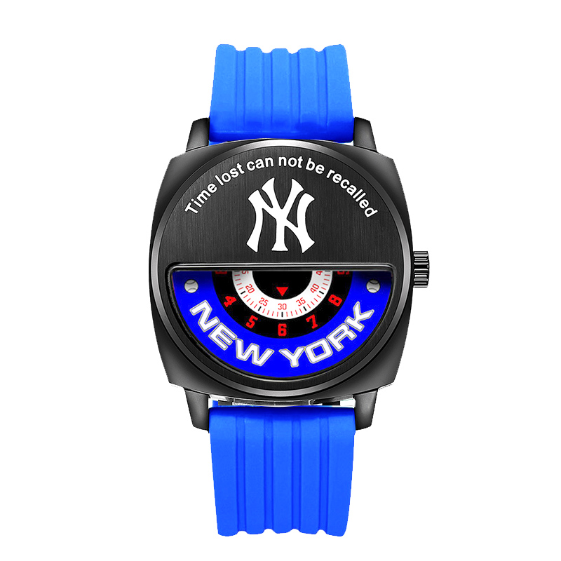 商品MLB | MLB美职棒 纽约街头嘻哈 时尚潮流硅胶情侣石英手表YH009颜色蓝色