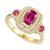 颜色: Ruby, Macy's | Lab-Grown Emerald (7/8 ct. t.w.) & Lab-Grown White Sapphire (1/3 ct. t.w.) Double Halo Three Stone Ring (Also in Additional Gemstones)