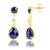 颜色: blue sapphire, MAX + STONE | 18K Gold Plated Genuine Blue Sapphire 3 Stone Dangle Drop Earrings