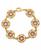 颜色: Pink, 2028 | Gold Tone Round Crystal Stone Bracelet