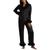 Linea Donatella | Women's Marabou Feather Satin Pajama Set, 颜色Black