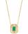 颜色: Emerald, Effy | EFFY® Sapphire (5/8 ct. t.w.) & Diamond (1/10 ct. t.w.) Octagon Disc Pendant Necklace in 14k Gold, 17-1/4" + 3/4" extender (Also available in Emerald)