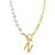 ADORNIA | 14k Gold-Plated Paperclip Chain & Mother-of-Pearl Initial F 17" Pendant Necklace, 颜色Letter N