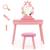 颜色: pink, Hivvago | Kids Vanity Set with Lighted Mirror with Adjustable Brightness and Large Drawer-White