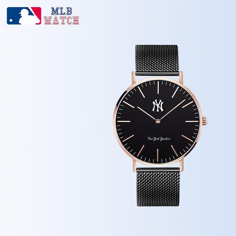 商品MLB | 时尚休闲石英手表潮牌防水学生表 MLB-SD024颜色5黑色钢带款