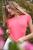 颜色: Fluorescent Pink Coral, Alo | Alosoft Crop Finesse Short Sleeve - Black
