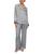 颜色: Stained Glass Lunar Rock/Navy, Eberjey | Inez Printed Washable Silk Long Pajama Set