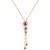 颜色: Ruby, Macy's | Sapphire (3/4 ct. t.w.) & Diamond (1/6 ct. t.w.) Triple Halo Lariat Necklace in Gold-Plated Silver, 16" + 2" extender (Also in Ruby & Emerald)