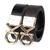 颜色: Black/Brown, Calvin Klein | Women's Reversible Puffed CK Monogram Buckle Belt