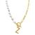 ADORNIA | 14k Gold-Plated Paperclip Chain & Mother-of-Pearl Initial F 17" Pendant Necklace, 颜色Letter Z