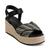 颜色: Black/ Cream, Karl Lagerfeld Paris | Women's Celest Ankle-Strap Espadrille Platform Wedge Sandals