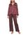 颜色: Classic Stripe Bordeaux/Ivory, Eberjey | Inez Printed Washable Silk Long Pajama Set