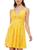 Planet Gold | Juniors Womens Knit Floral Mini Dress, 颜色cyber yellow