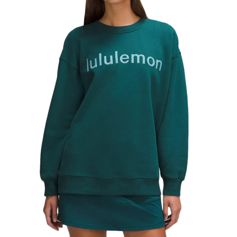 Lululemon | 露露乐蒙 女棉质抓绒微标提花休闲宽卫衣（三色可选）, 颜色琉璃绿