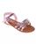 颜色: Pink Multi, Bebe | Big Girl's Strappy Sandal with Cute Rhinestone Tubular Bow Polyurethane Sandals