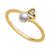 商品Belle de Mer | Cultured Freshwater Button Pearl (4mm) & Lab-Created White Sapphire (1/20 ct. t.w.) Heart Bypass Ring颜色Gold Over Sterling Silver