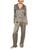 颜色: Petite Batik Smokey Olive/Ivory, Eberjey | Inez Printed Washable Silk Long Pajama Set
