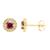 颜色: red, A&M | 14k Yellow Gold 8mm CZ Halo Stud Earrings, with Pushback, Women’s, Unisex