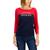 商品Tommy Hilfiger | Women's Rhinestone Logo Colorblocked T-Shirt颜色Scarlet Multi