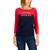 商品Tommy Hilfiger | Women's Rhinestone Logo Colorblocked T-Shirt颜色Scarlet Multi