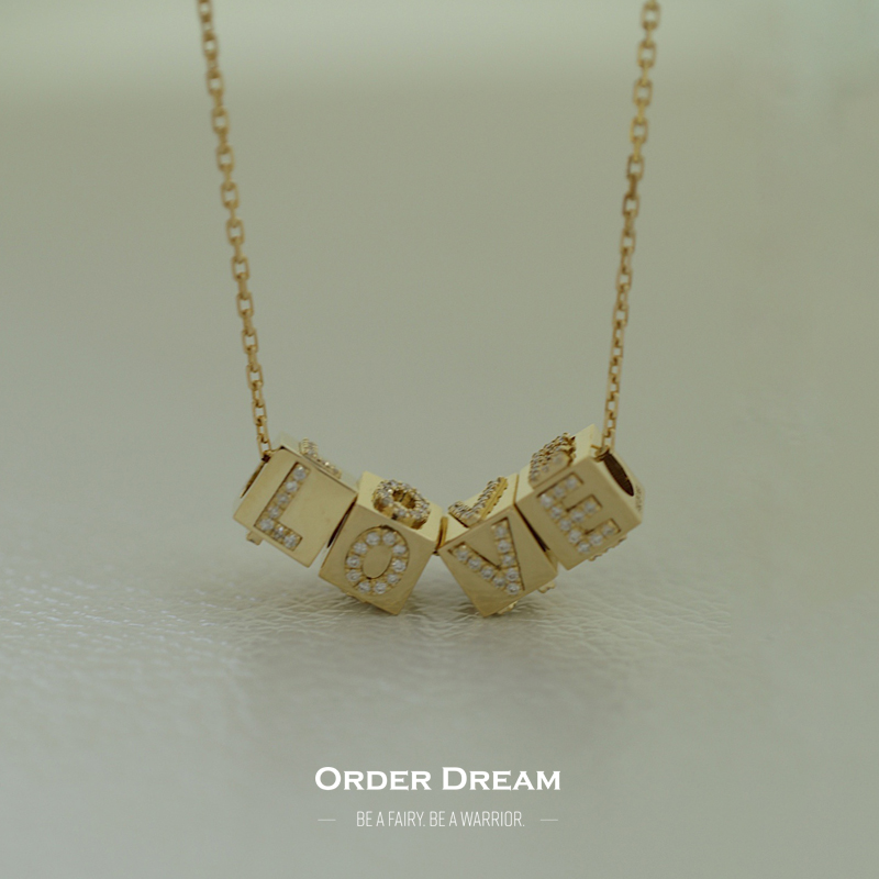 商品第1个颜色LOVE, Order Dream | 18K金骰子立体LOVE字母路路通（吊坠）