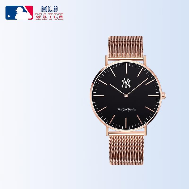商品MLB | 时尚休闲石英手表潮牌防水学生表 MLB-SD024颜色6黑面钢带款.