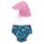 商品第5个颜色Navy Flamingos, green sprouts | Toddler Boys or Toddler Girls Snap Swim Diaper and Flap Hat, 2 Piece Set