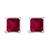 颜色: red ruby | white, Haus of Brilliance | 14K Gold 5x5MM Princess Cut Gemstone Solitaire Stud Earrings