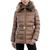商品Michael Kors | Women's Belted Faux-Fur-Trim Hooded Puffer Coat颜色Husk