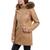 Michael Kors | Women's Faux-Fur-Trim Hooded Quilted Coat, 颜色Dark Camel