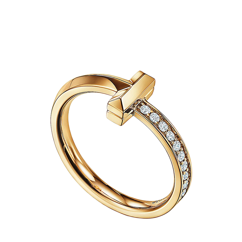 color 金色 4, Tiffany & Co. |   Tiffany & Co./蒂芙尼 22春夏新款T系列 18K金黄金单侧镶嵌钻石戒指GRP11527