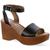 商品第2个颜色Black Smooth Wood, Sun + Stone | Sun + Stone Womens Audreey Faux Leather Ankle Strap Wedge Sandals