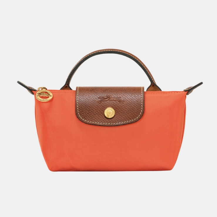颜色: 橘色, Longchamp | 珑骧女士 Le Pliage短柄可折叠化妆包饺子包手拿包（香港仓发货）