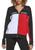 商品Tommy Hilfiger | Women's Zip Front Color Block Hoodie with Embroidered Logo颜色BLACK