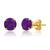 颜色: amythyst, MaxColor | 14k Yellow Gold 6MM Round Stud Gemstone Earrings