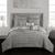 颜色: Grey, Chic Home Design | Zarina 10 Piece Reversible Comforter Bed in a Bag Ruffled Pinch Pleat Motif Pattern Print Complete Bedding Set KING
