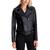 商品Michael Kors | Women's Petite Belted Leather Moto Jacket颜色Black