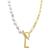 ADORNIA | 14k Gold-Plated Paperclip Chain & Mother-of-Pearl Initial F 17" Pendant Necklace, 颜色Letter L