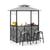 颜色: gray, Hivvago | 3-Piece Patio Bar Set Grill Gazebo & 2 Bar Stools with Tempered Glass Bar Table