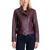 商品Michael Kors | Women's Petite Belted Leather Moto Jacket颜色Dark Berry