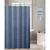 颜色: Denim Blue, Dainty Home | Natural Tassels Shower Curtain, 72" x 70"