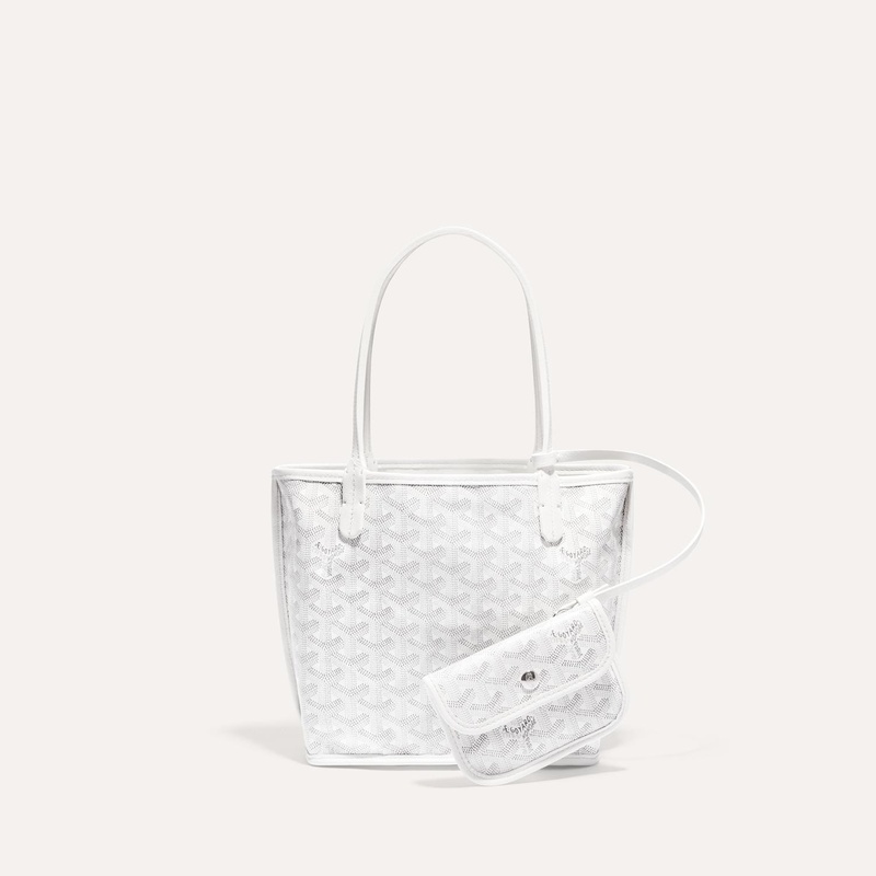 颜色: 白色, Goyard | 高雅德 Anjou Mini男女黑色帆布/小牛皮手提包 ANJOUSMINCG01TY01P（十一色可选）