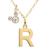 商品Disney | Mickey Mouse Initial Pendant 18" Necklace with Cubic Zirconia in 14k Yellow Gold颜色R